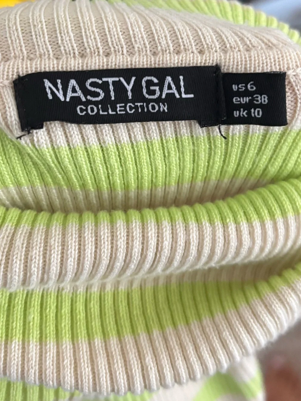 Striped Crop Turtleneck Sweater in Cream & Lime